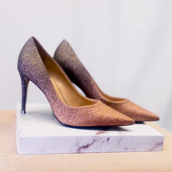 Women's Ombre Pink Sparkle Heels Black Prom Stiletto Pump CARVELA KURT GEIGER 7 - Picture 2 of 13